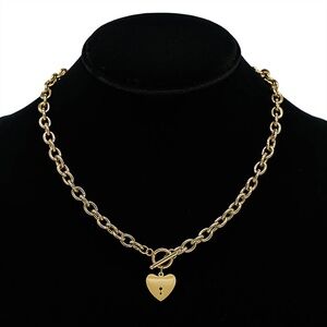 Secret Box New York Stainless Steel Heart Toggle Chain Necklace (K)